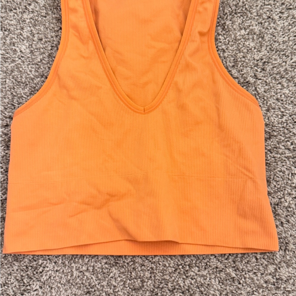 Athleta Bright Orange Ribbed Tank